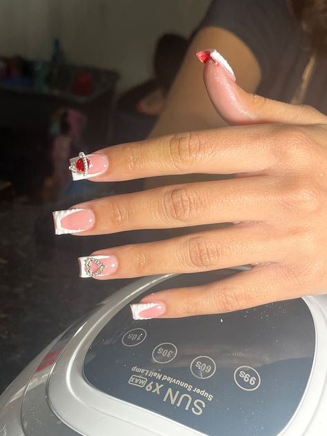 White Red Bottom Nails, Red Bottom Nails, Red Bottom, French Tips, Red Bottoms, Nails, Red, White, Quick Saves