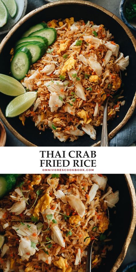 Crab Asian Recipes, Crab Fried Rice Recipe, Polynesian Dishes, Asian Potluck, Seafood Cravings, Crab Fried Rice, Thai Fried Rice, Crab Fries, Asian Rice