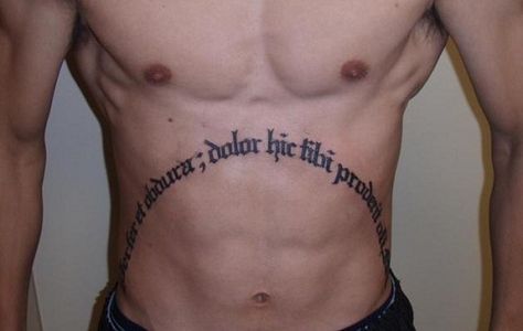 Latin Words Men Tattoo on Stomach Tattoos Latin, Mens Stomach Tattoo, Latin Tattoo, Lower Stomach Tattoos, Attractive Fonts, Stomach Tattoo, Bauch Tattoos, Text Tattoo, Piercings For Girls