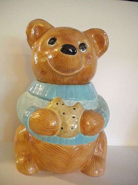 Bear Cookie Jar, Yellow Teddy Bear, Ceramic Bear, Holiday Beer, Teddy Bear Cookies, Collectible Cookie Jars, Jar Ceramic, Ceramic Cookie Jar, Treasure Crafts