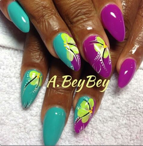 Summer Nails Bright, Nails Bright, Fun Summer Nails, Bright Nails, Elegant Nails, Cool Nail Designs, Floral Nails, Nails Designs, Fun Summer