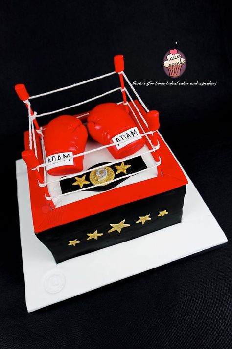 Ring Cake Ideas, Boxing Theme Party Ideas, Boxing Gloves Cake, Care Bear Cake, Boxer Gloves, Care Bear Cakes, Birthday Party Box, 10 Birthday Cake, Boxing Ring