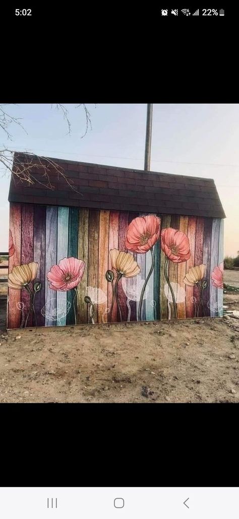 Vintage Garden | Saw this on another group | Facebook Illusion Mural, Fence Murals, Garage Paint, Painted Shed, Garden Fence Art, Alice In Wonderland Artwork, Berry Garden, Wonderland Artwork, Garden Mural