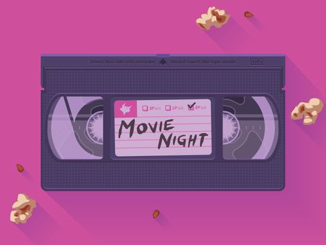 Movie Night Logo, Movie Club Logo, Film Illustration Art, Movie Night Graphic, Movie Night Graphic Design, Movie Night Poster Design, Vhs Illustration, Movie Night Illustration, Movie Night Banner