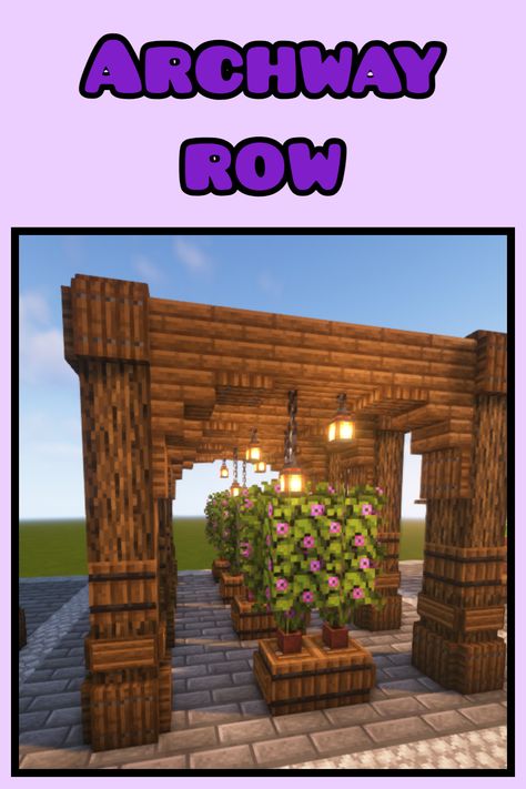 An Archway Row to add to your Minecraft World Archway In Minecraft, Minecraft House Door Ideas, Archways Minecraft Ideas, Cute Minecraft Archway, Minecraft Door Way Ideas, Archway Designs Minecraft, Arches In Minecraft, Arch Minecraft Ideas, Minecraft Wooden Archway