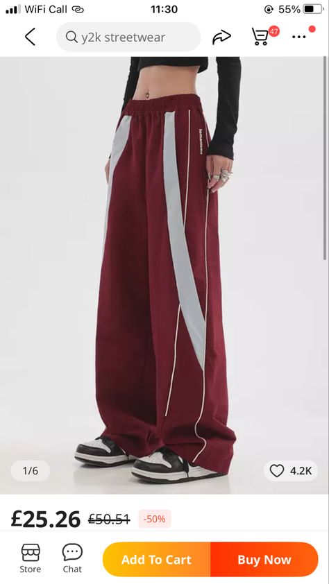 2022 Fall Winter Women Vintage Elastic Waist Wide Leg Straight Cylinder Joggers Trousers Contrast Color Casual Loose Sweatpants Sporty Y2k, Preppy Punk, Hip Hop Trousers, Girl Sweatpants, Baggy Sweatpants, 일본 패션, Mode Costume, Vintage Preppy, Dance Pants