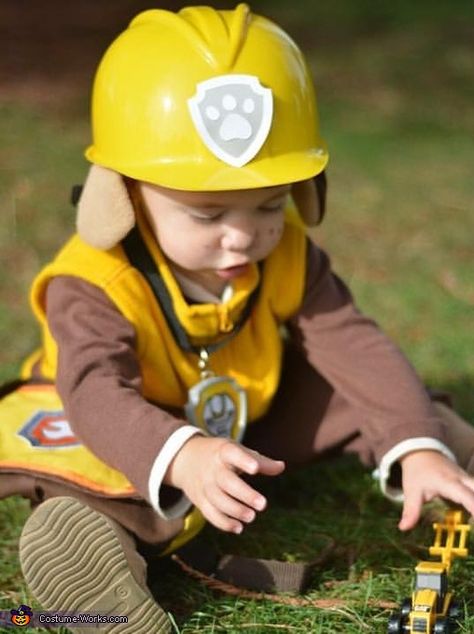 Diy Rubble Costume Paw Patrol, Rocky Paw Patrol Costume, Rubble Paw Patrol Costume, Chase Paw Patrol Costume, Paw Patrol Halloween Costume, Costume Box, Paw Patrol Costume, Toddler Boy Costumes, 2015 Halloween Costumes