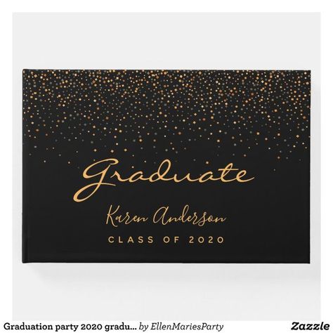 Graduation party 2020 graduate black gold confetti guest book - Guest Books. Graduation Party 2023, 2023 Graduate, Black Confetti, Party 2023, Graduation Celebration, Class Of 2020, Gold Confetti, Guest Books, Graduation Party