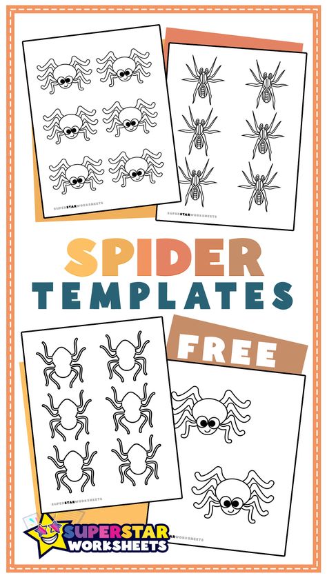 Calling all parents and teachers! These adorable spider templates are perfect for engaging little hands and minds in spooky Halloween fun. Spider Template Free Printable, Spider Template, Spider Unit, Tiny Spiders, Spider Coloring Page, Spider Wreath, Halloween Art Projects, Spider Crafts, Toilet Paper Crafts