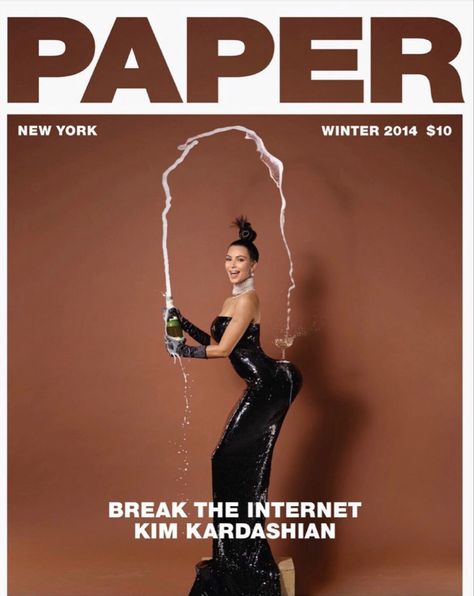 The most controversial magazine covers of all time ~ The real Kim Kardashian in Paper 2014 ~ “Break The Internet” Kim Kardashian Paper, Kim Kardashian Magazine, 80s Halloween Costumes, New York Winter, Kardashian Photos, Champagne Dress, Paper News, Champagne Glasses, Magazine Covers