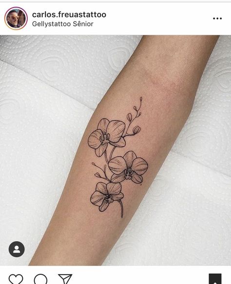 Orchid Flower Tattoos, Matching Bff Tattoos, Tiny Flower Tattoos, Latest Tattoo Design, S Tattoos, Orchid Tattoo, Mommy Tattoos, Makeup Hairstyles, Bff Tattoos