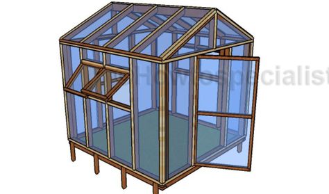 8x8 Greenhouse Plans - Step by Step Guide | HowToSpecialist - How to Build, Step by Step DIY Plans 8x8 Greenhouse, Wood Greenhouse Plans, Greenhouse Cover, Lean To Greenhouse, Door Plan, Build A Greenhouse, Home Greenhouse, Small Greenhouse, Greenhouse Kit