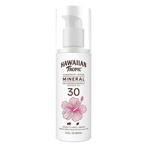 Travel Sunscreen, Travel Size Sunscreen, Sunscreen Packaging, Vegan Sunscreen, Milk Body Lotion, Zinc Oxide Sunscreen, Scented Lotion, Kukui Nut, Hawaiian Tropic