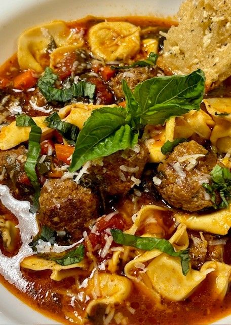 Meatball Tortellini Soup - Easy DIY Recipes Meatball Soup With Tortellini, Meatball Tortellini Soup Freezer Meal, Meatball Tortellini Soup Crockpot, Meatball Soup With Cheese Tortellini, Hearty Italian Meatball Soup, Tortellini Soup Crockpot, Meatball Tortellini, Meatball Tortellini Soup, Spinach Cooked