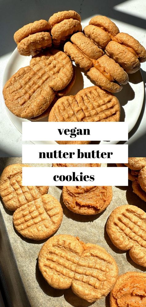 These Nutter Butter Cookies are such a delicious, nostalgic and EASY cookie recipe to make! They’re vegan and gluten-free and you only need 3 ingredients to make them. Nut Butter Cookies, Easy Cookie Recipe, 3 Ingredient Cookies, Nutter Butter Cookies, Nutter Butter, Peanut Butter Filling, Butter Cookies Recipe, Healthy Peanut Butter, Lost 100 Pounds