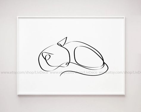 Sleeping Cat Printable Wall Art One Line Drawing Pet | Etsy Embroidery Xmas, Black And White Minimalist Art, White Minimalist Art, Cat Line Art, Cat Tattoo Simple, Leopard Wall Art, Art One Line, Cat Outline, Black Cat Tattoos