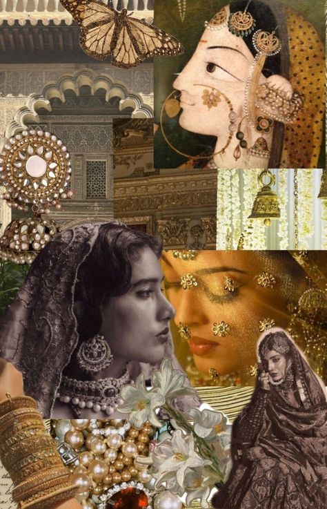 Indian Aesthetic Moodboard, Gold Asthetics, Jewellery Collage, Heeramandi Aesthetic, Ethnic Aesthetic, Mood Board Fashion Inspiration, Indian Ethnic Fashion, South Asian Aesthetic, Fashion Portfolio Layout