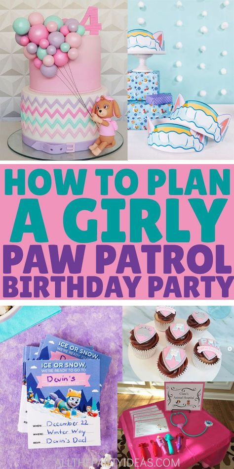 Paw Patrol Party Food, Princess Birthday Party Food, Girl Paw Patrol Party, Paw Patrol Party Ideas, Skye Birthday Party, Skye Paw Patrol Party, Paw Patrol Party Decorations, Paw Patrol Cupcakes, Paw Patrol Birthday Cake