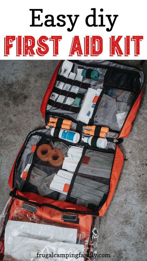 Find out how to make an easy diy first aid kit, perfect to take camping or on any outdoor adventure. Best First Aid Kit, First Aid Kit Travel, Kids Camping Gear, Lds Girls Camp, Diy First Aid Kit, Camping First Aid Kit, Camping Essentials List, Living Off Grid, Camping Power