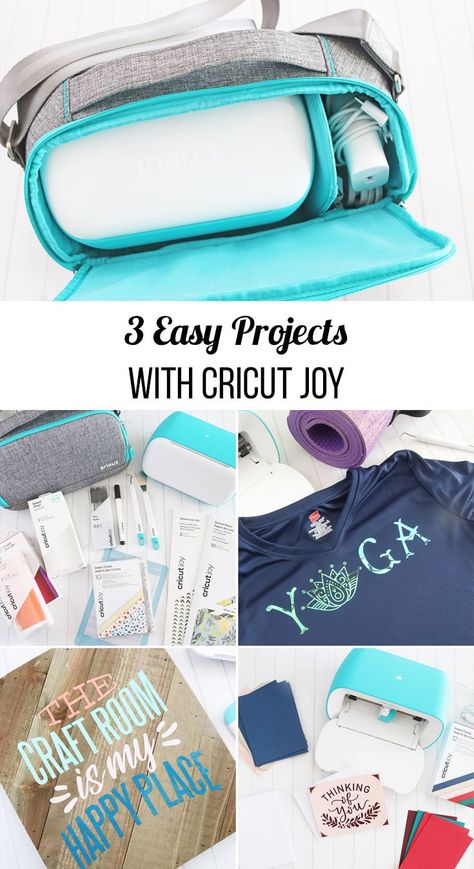 How to Use Cricut the New Cricut Joy. Learn about the newest Cricut machine and how to make three simple projects - a card, vinyl sign, and iron-on shirt. Easy Cricut Projects, Cricket Joy Projects Craft Ideas, Cricut Iron On Vinyl, Craft Room Signs, Cricut Help, How To Use Cricut, Simple Projects, Joy Cards, Circuit Ideas