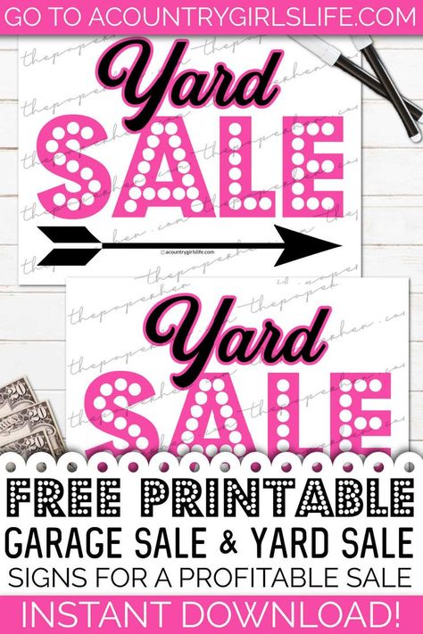 If you're looking for a FREE printable garage sale sign or yard sale sign FREE printable you can instantly download our printables and get a step by step process for planning a successful garage sale without all the mishaps and mistakes first timers can make! Yard Sale Printables, Garage Sale Printables, Garage Sale Pricing Guide, Successful Garage Sale, Garage Sale Organization, Neighborhood Garage Sale, Printable Signs Free, Garage Sale Tips, Yard Sale Signs