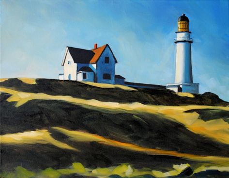 EDWARD HOPPER  Lighthouse Hill, 1927 (© Dallas Museum of Art) Edward Hopper Paintings, Hopper Art, Ashcan School, American Realism, Dallas Museum Of Art, Lighthouse Painting, History Painting, Image Nature, Edward Hopper