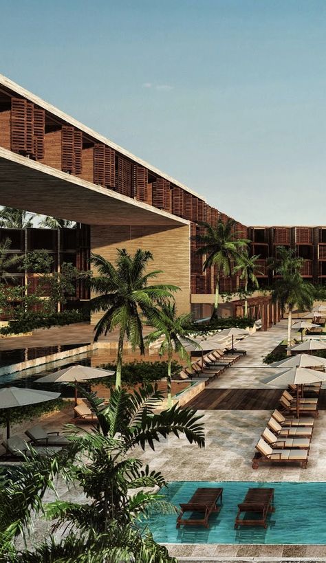 Hyatt Playa del Carmen Boutique Resort Architecture, Hotel Resort Architecture, Resort Master Plan, Hotel Landscape, Floating Hotel, Resort Architecture, Eco Hotel, Hotel Plan, Tropical Architecture