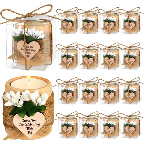 PRICES MAY VARY. Designed Gift Set: our package includes 16 wood tealight candle holders, 16 cards, 16 boxes and 16 ropes; Each detail and element of our package is designed with artistic precision, ensuring the quality and aesthetic pleasing products for our customers Ideal Dimensions and Quality Craftsmanship: our candle set was designed down to its suitable dimensions; With bridal shower tealight holder sized about 1.7 x 2 inches/ 4.4 x 5.2 cm, you won't have to fear them being too large or t Bridal Shower Party Gifts, Bridal Shower Candles, Bridal Shower Favors For Guests, Shower Candles, Bridal Shower Christmas, Aesthetic Pleasing, Wedding Guest Gifts, Rustic Bridal Shower Favors, Favors For Wedding