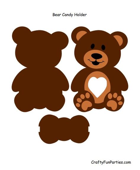 FREE Bear Chocolate Candy Holder PDF Craft, DIY, Free, SVG, PDF, Valentines, Day, Easy Chocolate Hearts Candy, Candy Holder Svg, Bear Chocolate, Valentines Day Bears, Crayon Holder, Cricut Images, Budget Crafts, Bear Valentines, Birthday Candy