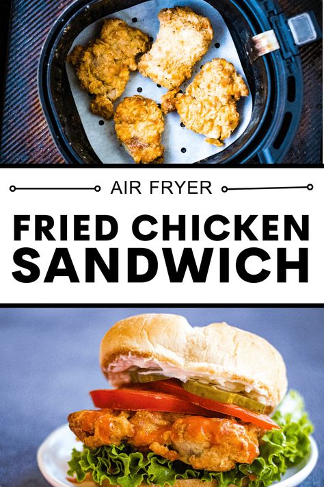 Air Fryer Chicken Sandwich, Air Fryer Crispy Chicken, Sandwich Night, Crispy Chicken Sandwich, Chicken Sandwich Recipe, Air Fryer Fried Chicken, Crispy Chicken Sandwiches, Chicken Lunch, Homemade French Fries