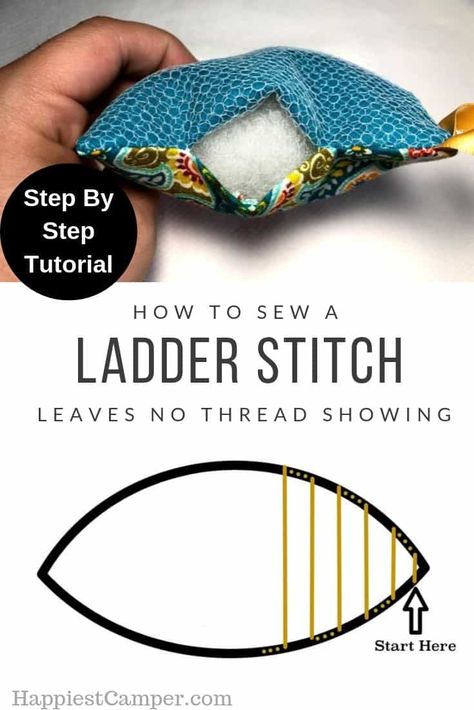 Ladder Stitch Tutorial, Syprosjekter For Nybegynnere, Invisible Stitch, Sew Ins, Costura Diy, Stitch Tutorial, Ladder Stitch, Beginner Sewing Projects Easy, Techniques Couture