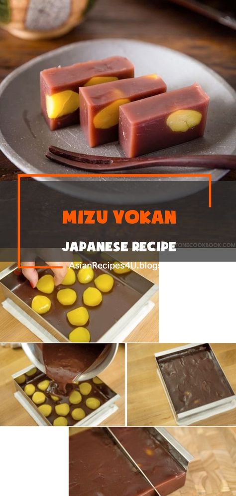 Often enjoyed during the summer days, Mizu yokan, a chilled Japanese red bean jelly with chestnut is a traditional sweet in Japan. #Japanese #Recipes #Mizu Mizu Yokan, Japanese Recipes, Red Bean, Healthy Appetizers, Red Beans, Ground Beef Recipes, Delicious Healthy Recipes, I Love Food, Japanese Food