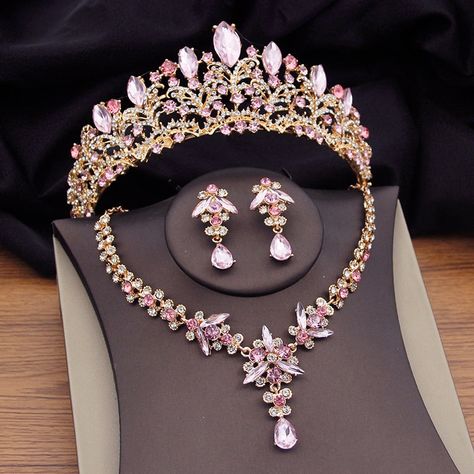 Crystal Bridal Jewelry Sets, Princess Fashion, Crystal Bridal Tiaras, Purple Jewelry, Magical Jewelry, Jewelry Accessories Ideas, Wedding Bridal Jewellery, Affordable Jewelry, Wedding Jewelry Sets