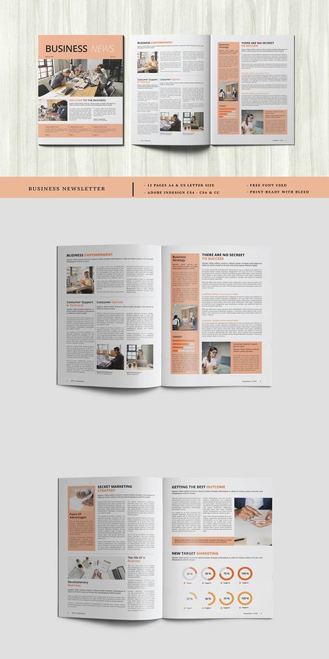 This is 12 pages Newsletter template is for designers on design product/graphic design portfolios and agency based projects. Just drop in your own images and texts, and it’s Ready to Print. Files Included : InDesign & Idml Compatible for CS 4 / 5 / 6 / CC File info. Features : 12 pages Document A4 & US Letter Size CMYK colors profile, Print Ready 300 DPI #Business #Newsletter #Template Newsletter Design Layout Creative, Newsletter Design Print, Newsletter Design Layout, Graphic Design Portfolios, Product Graphic Design, Business Newsletter Templates, Newsletter Layout, Product Graphic, Entrepreneurship Tips