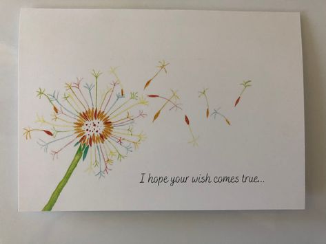 Dandelion Quotes Simple, Dandelions Song Drawing, Dandelion Card, Make A Wish Dandelion Art, Watercolor Dandelion, Some See A Wish Dandelions, Painting Cards, Dandelion Drawing, Wish Card