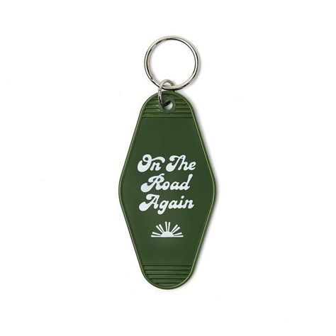 On The Road Again. Retro Motel Key Tag / Keychain. Trek Light - Trek Light Gear Van Life Travel, Pizza Life, Retro Motel, Motel Key, Photoshop Tutorial Graphics, Keychain Ideas, Wood Keychain, Vintage Hotels, Gifts For Campers