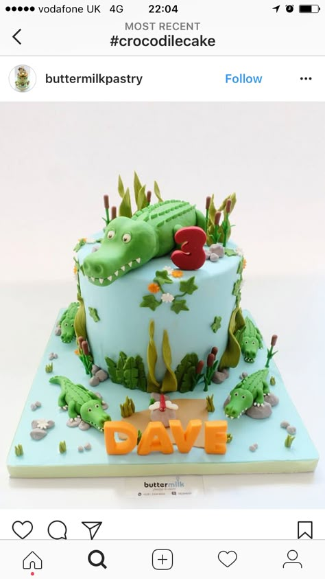 Aligator Cake Ideas, Crocodile Cakes For Kids, Alligator Cake Ideas, Alligator Cakes For Kids, Alligator Birthday Cake, Crocodile Cake Birthday, Chameleon Cake, Crocodile Birthday Party, Crocodile Cake