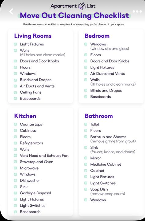 Move Out Cleaning Checklist, Moving Out Checklist, Moving House Tips, First Apartment Tips, New Home Checklist, Move Out Cleaning, Moving Checklist, House Cleaning Checklist, Deep Cleaning Tips