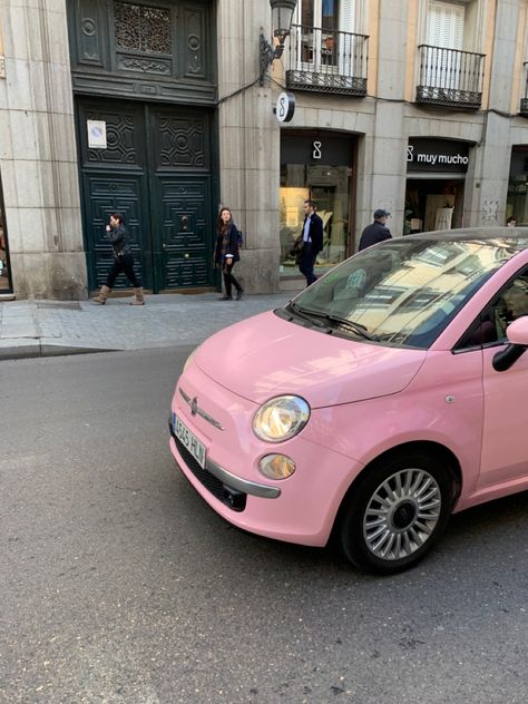 Pink Fiat 500 Aesthetic, Pink Fiat 500, Pink Car Aesthetic, Fiat 500 Aesthetic, Fiat 500 Pink, Pink Fiat, 500 Fiat, Fiat Car, Fiat 500c