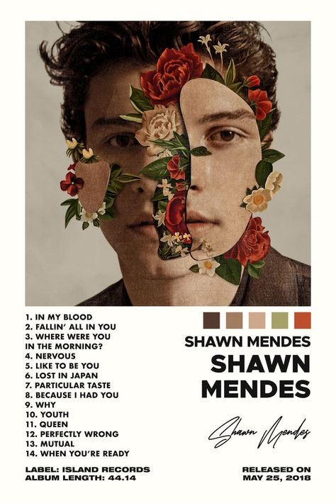 Shawn Mendes Album Cover, Shawn Mendes Poster, Shawn Mendes Album, Music Home Decor, Shawn Mendes Songs, Minimalist Music, Wall Art Music, Music Poster Ideas, Vintage Music Posters