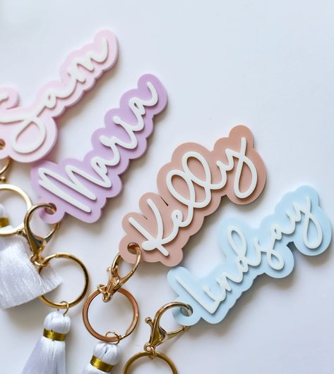 Backpack Tag Personalized Keychain for Woman Bridesmaid - Etsy New Zealand Acrylic Bag Tag, Glowforge Keychains, Bridesmaid Keychain, Backpack Name Tags, Acrylic Name Keychain, Name Tag Keychain, Kids Bag Tags, Personalized Gifts For Women, Personalized Bag Tags