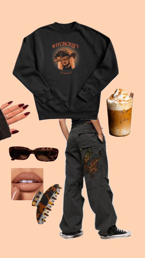 This witchy graphic hoodie is giving major fall vibes and we LOVE it. Shop this fall crewneck sweatshirt now in regular fit, but also enjoy a loose fitting by going 2 sizes up. This women’s sweatshirt is high quality, warm and comfy, so get your hands on it fast!🧡 #falloutfits #fallfits #falloutfits2024 #witchyvibes #autumnoutfits Fall Crewneck Sweatshirt, Fall Crewneck, Hoodie Aesthetic, Fall Fits, Witchy Vibes, College Outfits, Graphic Hoodie, Fall Vibes, Fall Season