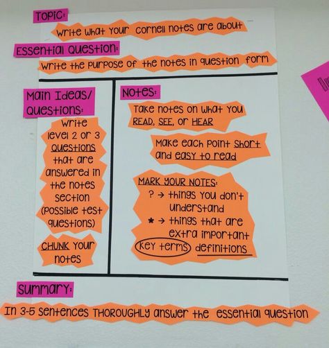 Cornell note taking for elementary Study Helper, Ideas Notes, Note Taking Strategies, Cornell Notes, 8th Grade Science, Classroom Strategies, 6th Grade Science, Math Notes, History Classroom