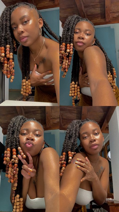 Marley Twists With Beads, Twists With Beads, Long Marley Twists, Navi Oc, Marley Twist, Twist Beads, Marley Twists, Vacation Looks, Braided Hair