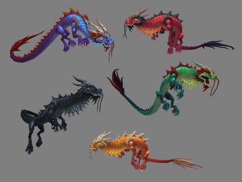 ArtStation - Cloud Serpents, Dusty Nolting Dragon Samurai, World Of Warcraft Characters, Warcraft Characters, Hand Painted Textures, Warcraft Art, Creature Drawings, Alien Concept Art, Cute Dragons, Fantasy Dragon