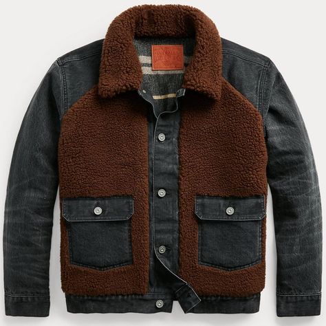 Jacket Pattern, Shearling Jacket, Vest Jacket, Varsity Jacket, Wool Blend, Second Hand, Denim Jacket, Mens Accessories, Ralph Lauren