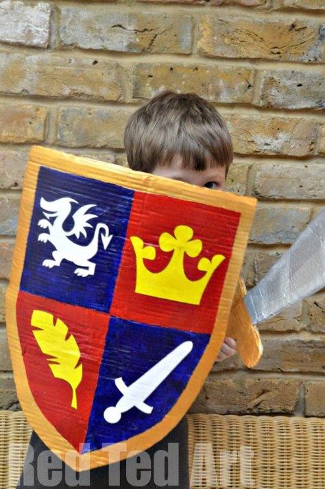 Knight Craft, Middle Ages Activities, Mike The Knight, Medieval Things, Everyday Crafts, Medieval Crafts, Knight Party, Red Ted Art, Knight Shield