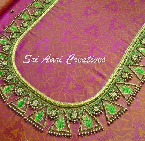 Work Blouse Neck Designs, Thread Work Blouse Designs, Thread Work Blouse, Blouse Necklines, Blouse Designs High Neck, Best Blouse Designs, Wedding Saree Blouse Designs, Traditional Blouse Designs, Blouse Embroidery