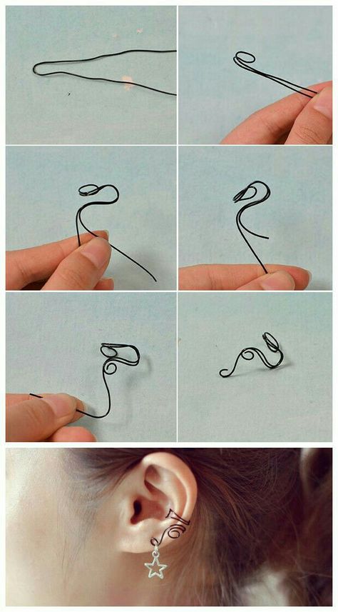 Diy Earrings Out Of Random Things, Earcuffs Diy How To Make, How To Make Cuff Earrings, Wire Accessories Diy, Easy Diy Jewelry Earrings, How To Make Ear Cuffs, Diy Earcuffs, Easy Earrings Diy, Diy Ear Cuff