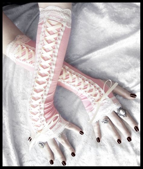 I would LOVE to make something like these! Sugar Maiden Victorian Corset Laced Up Arm Warmers by ZenAndCoffee.deviantart.com Fancy Gloves, Victorian Corset, Anne With An E, Lace Gloves, Corset Lace, Lace Ribbon, Mori Girl, Ivory Lace, Blue Lace